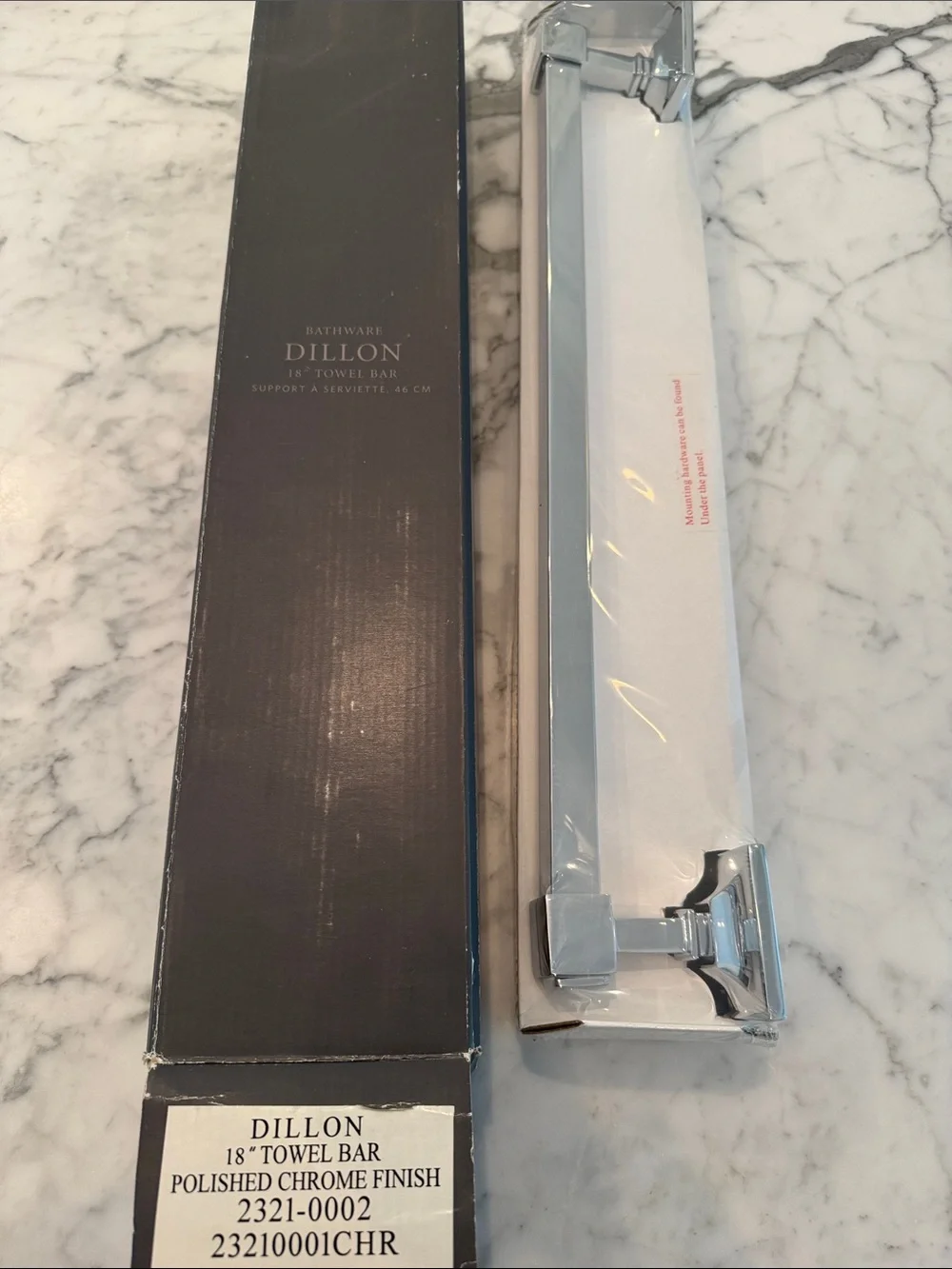 Dillon Polished Chrome 18” Towel Bar - Rare Restoration Hardware - New In Box!